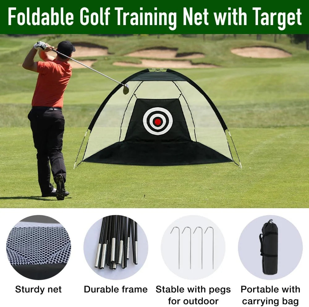 6.56ft*4.59ft Golf Net, Golf Practice Net with Golf Hitting Mat, Home Golf Hitting Aid Nets for Backyard Driving Chipping Swing