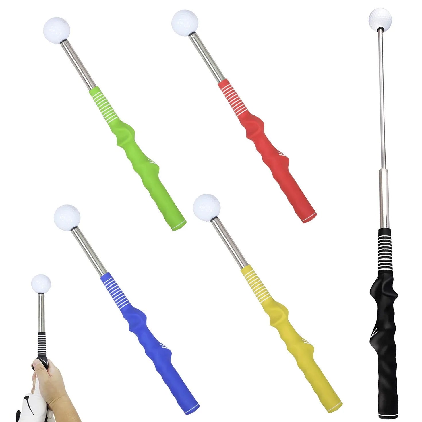 Multiple colors golf Retractable Swing Trainer - Superior Golf Training Aid, Strength and Rhythm Training for Improved Shot Swin