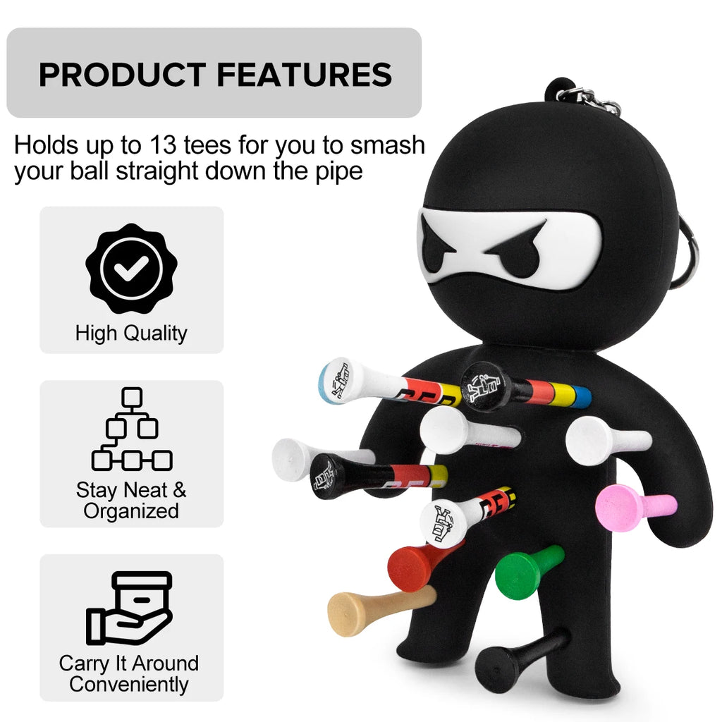 Cute Ninja Portable Golf Ball Tees Holder Keychain - Hote Sale Golf Accessory for Club Bag