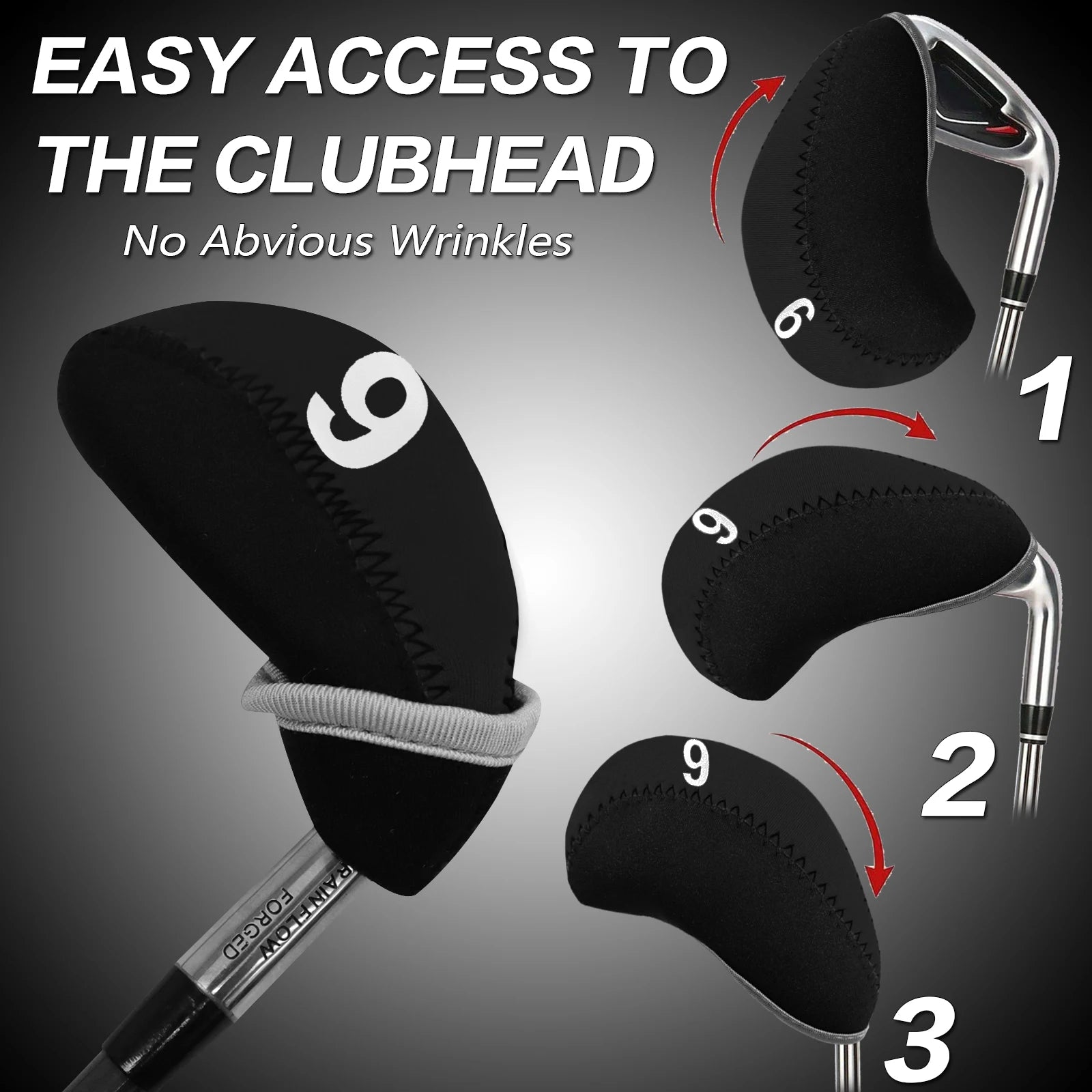 Golf Iron Head Covers 10pcs Set with Putter Protector, Lightweight & Durable for Easy Transport, Universal Fit for All Iron Club