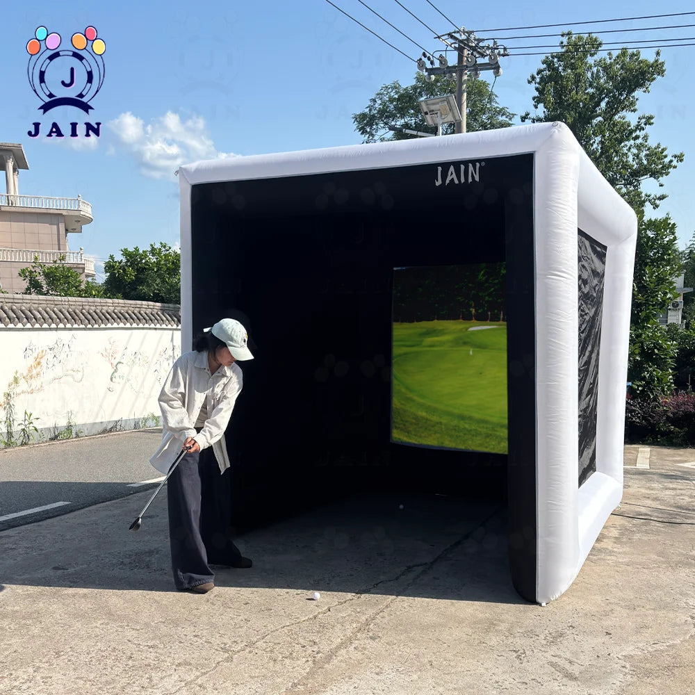 10ft/3m In Stock Inflatable Golf Simulator With Built-in Blower Inflatable Golf Practice /Shooting Tent For Daily Training